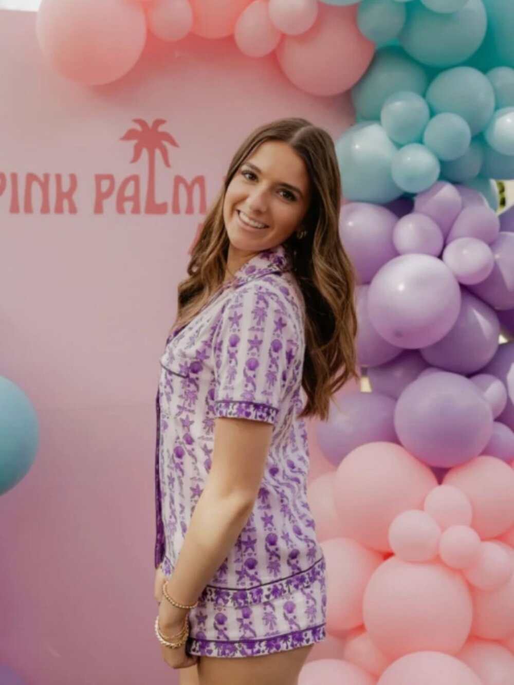 Pink Palm Puff Pink Palm Pajamas in Twilight (Purple) - Picture 2 of 3